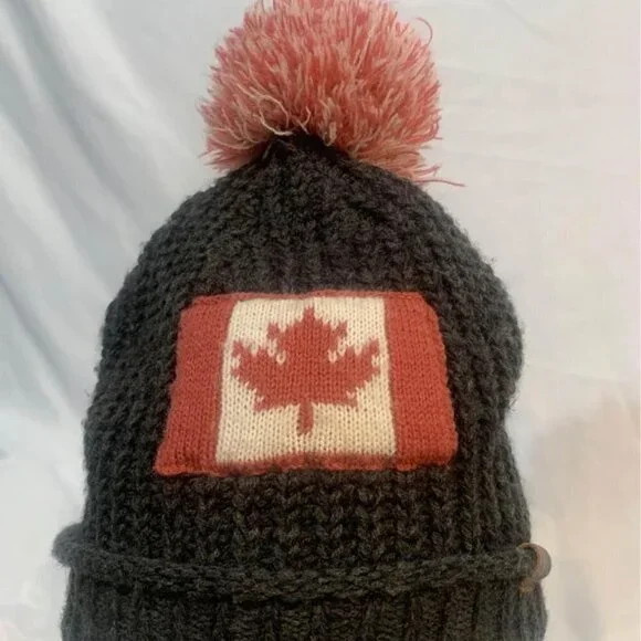 Roots retro winter hat toque. Charcoal grey. YOUTH. - Picture 6 of 6